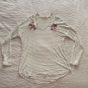 Pink Rose Long-sleeved Striped Shirt (Size L) NWOT